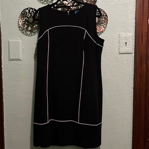 Black Sleeveless Dress with White Stripes